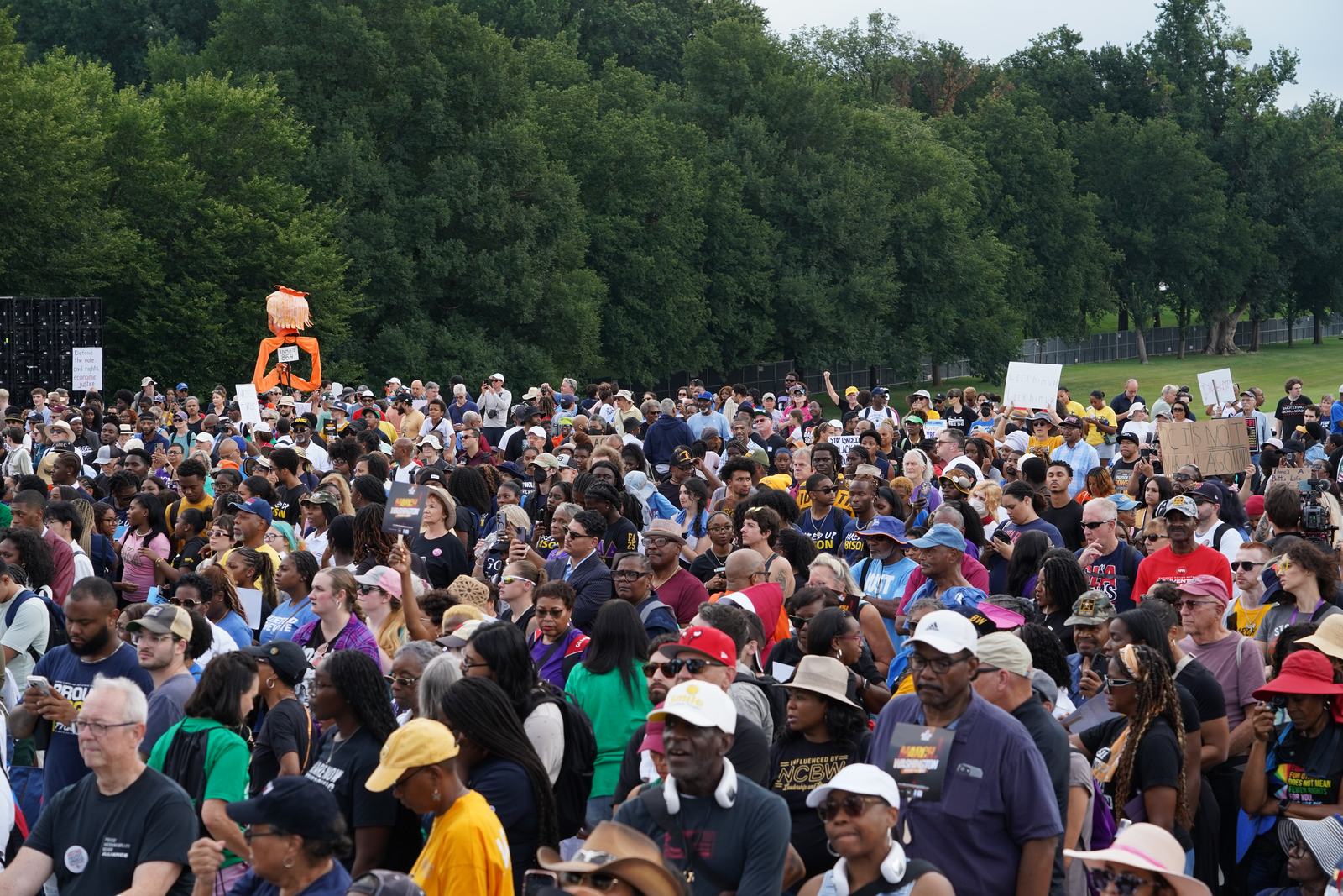A dense crowd of marchers filling the National Mall on August 28, 2026.