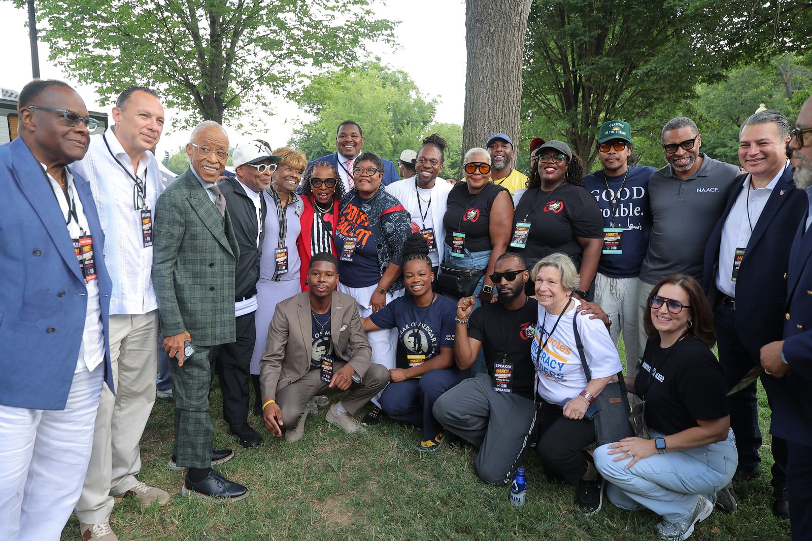 Delegations of civil rights leaders and organizers gathered on the grass before the program.