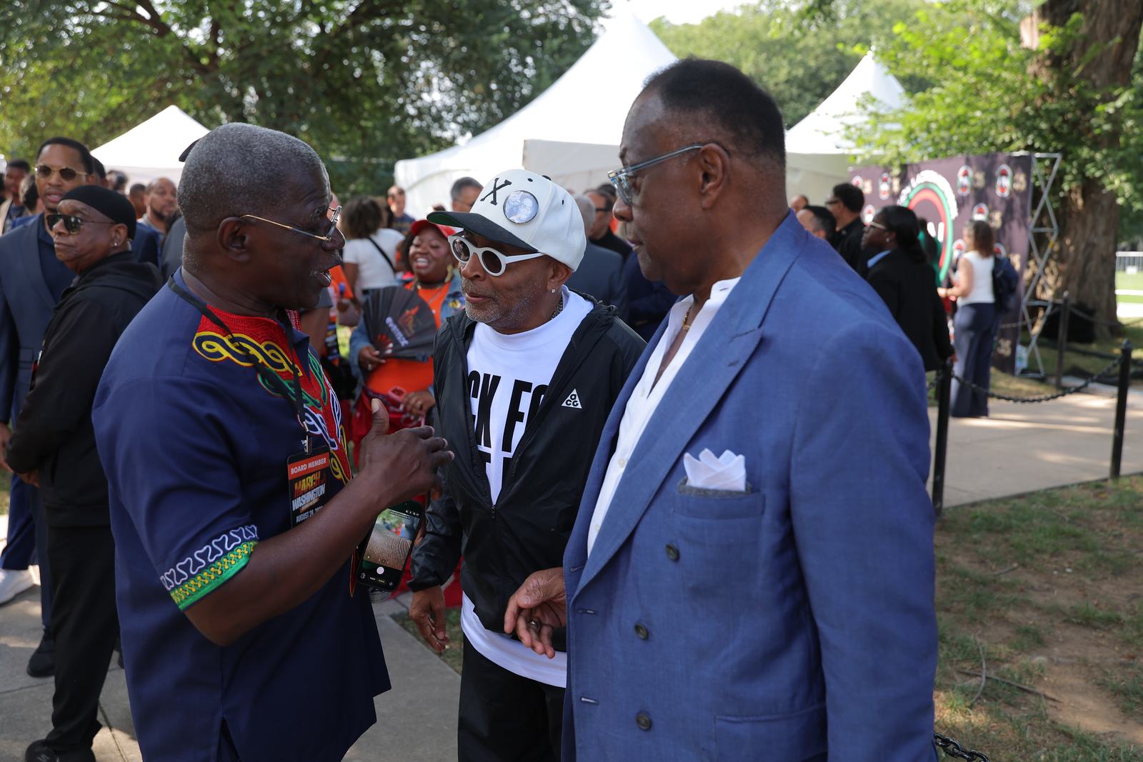 Clergy and organizers greeting one another at the march.